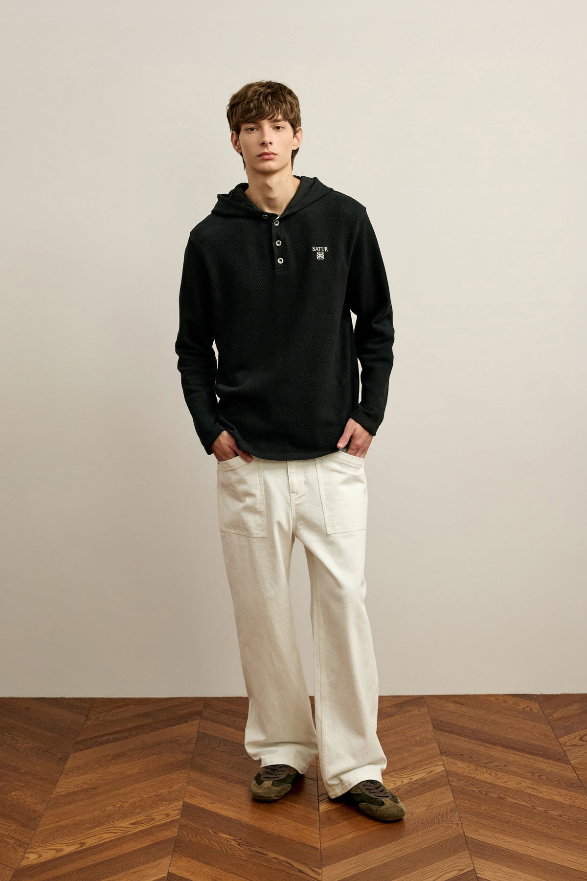 (U) Waffle Button Up Hoodie