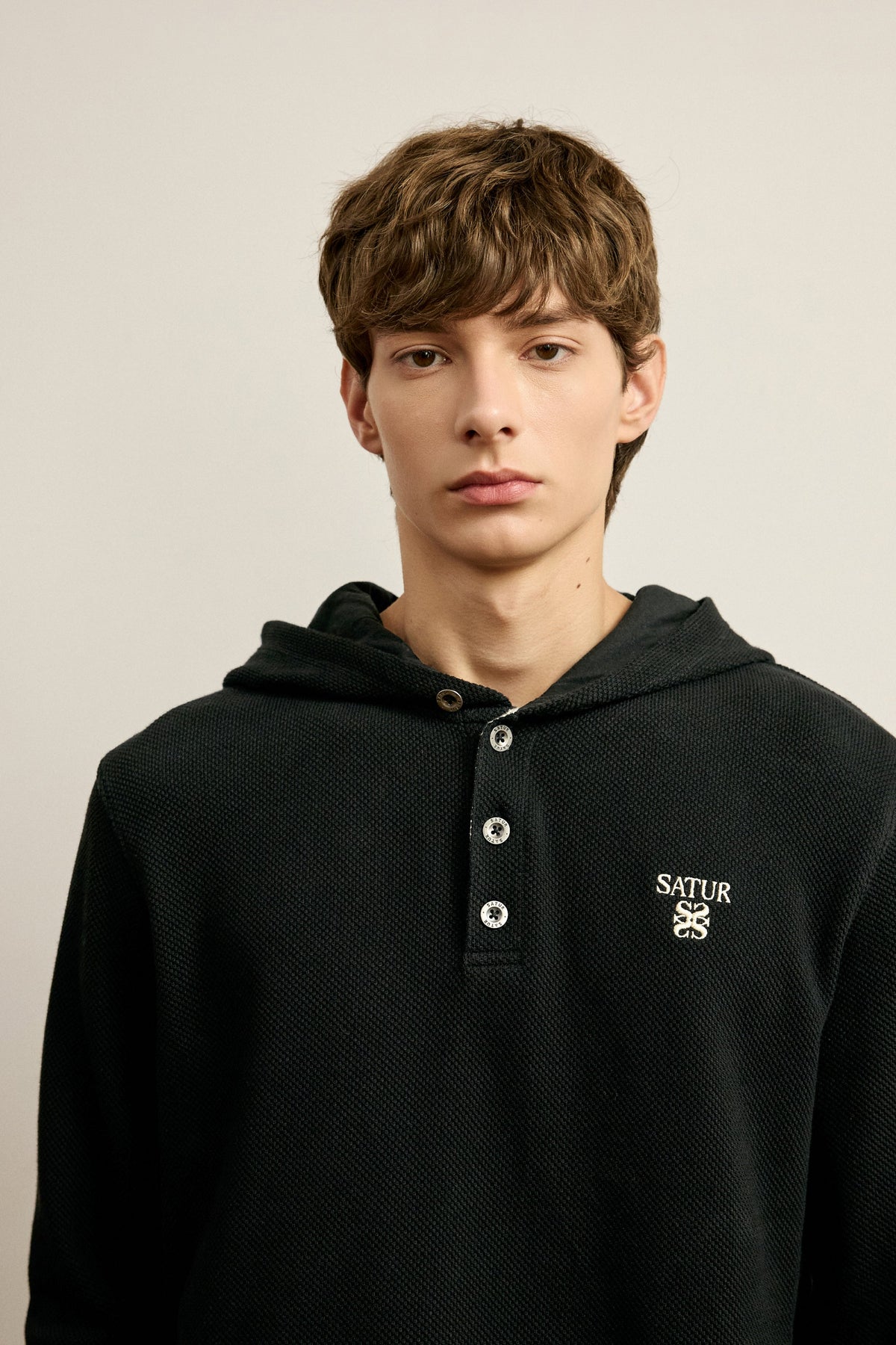 (U) Waffle Button Up Hoodie