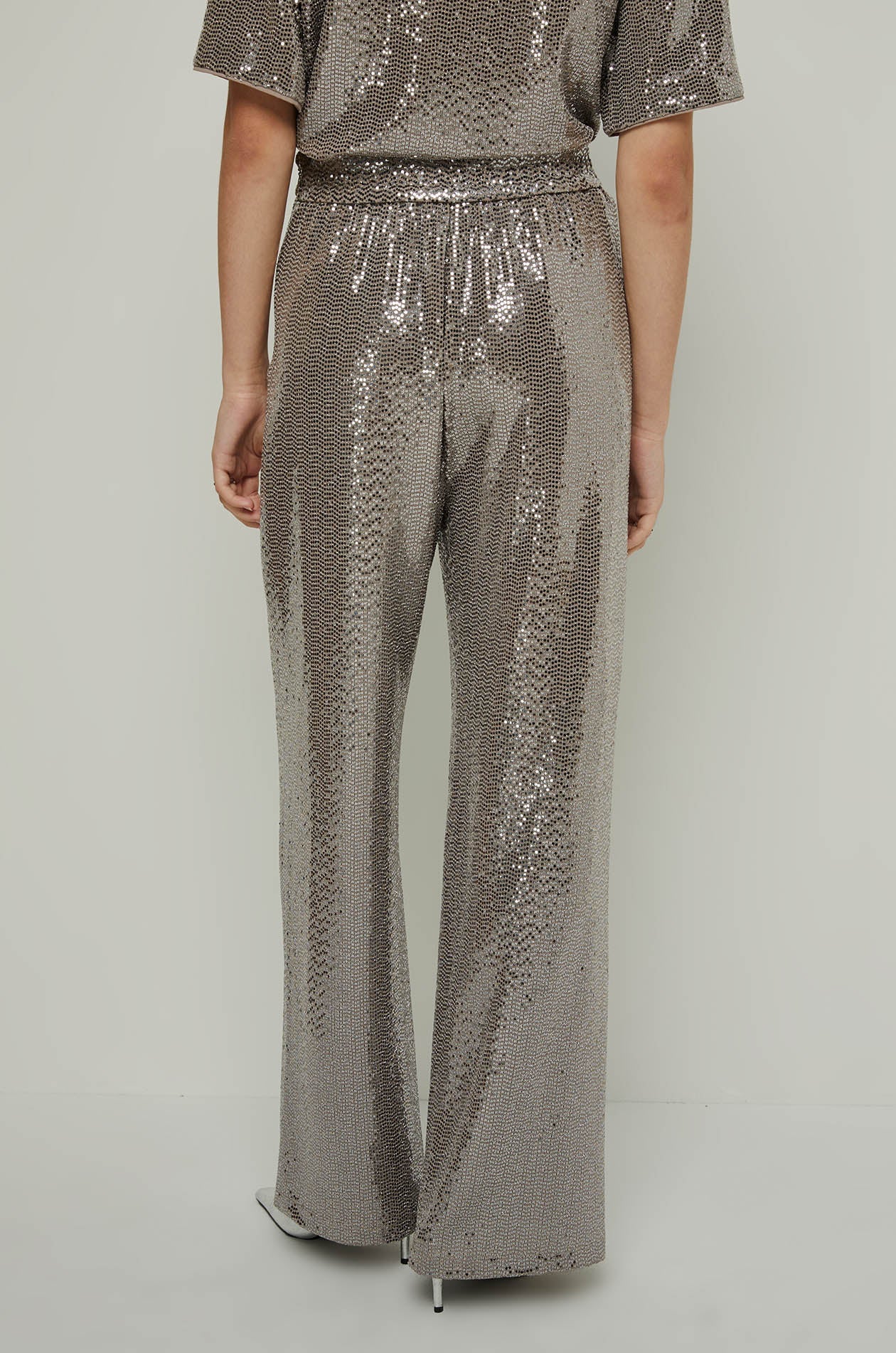 Sequined Wide Leg Pants Brown