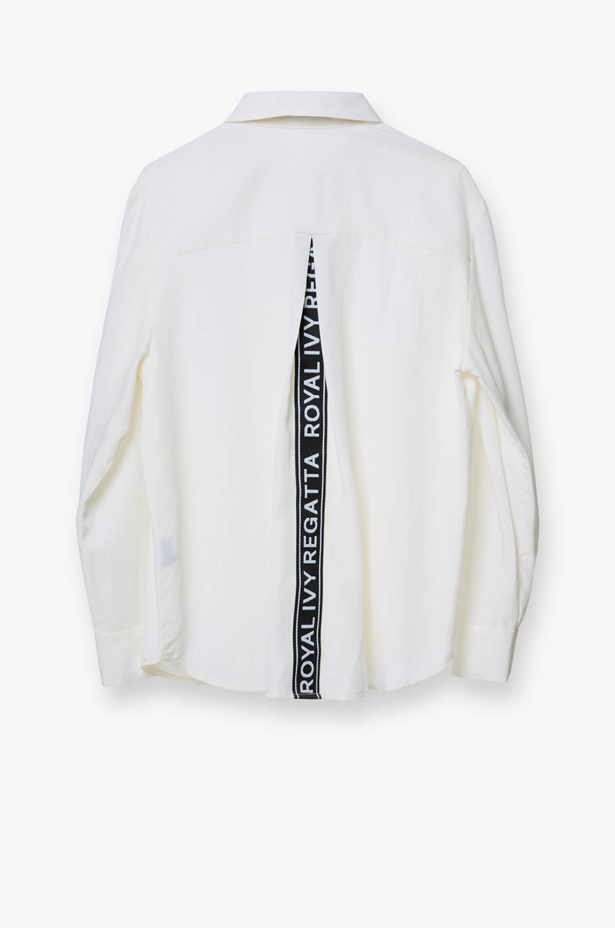 Long Sleeve Shirt With Back Logo Pleat White